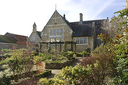 The library and front garden in Olney
