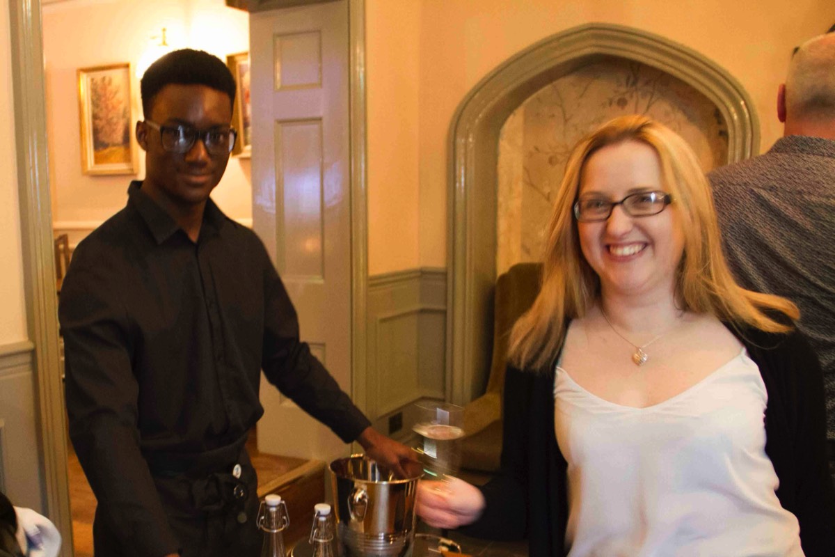 Sarah Crabb being served in the Cherry Tree in Oley