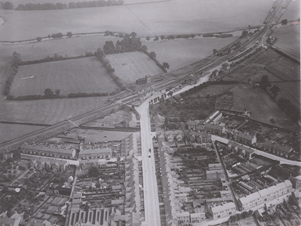 Olney pictured from the air in the 1950s