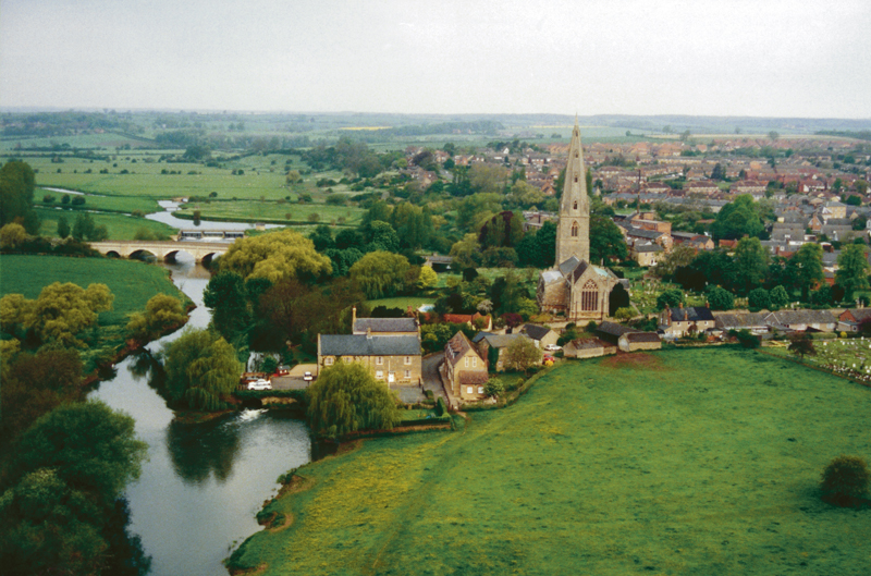 A picture of Olney Church from the Air
