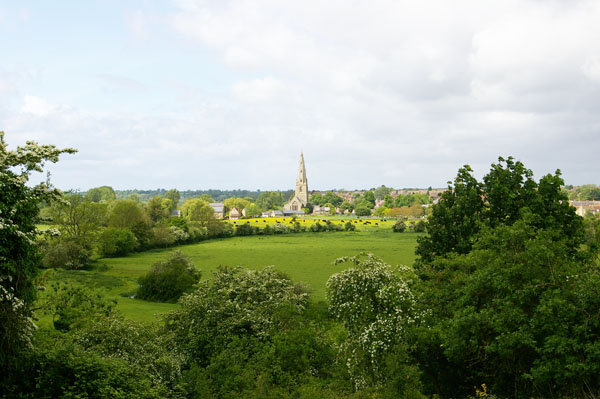 Olney from the countryside